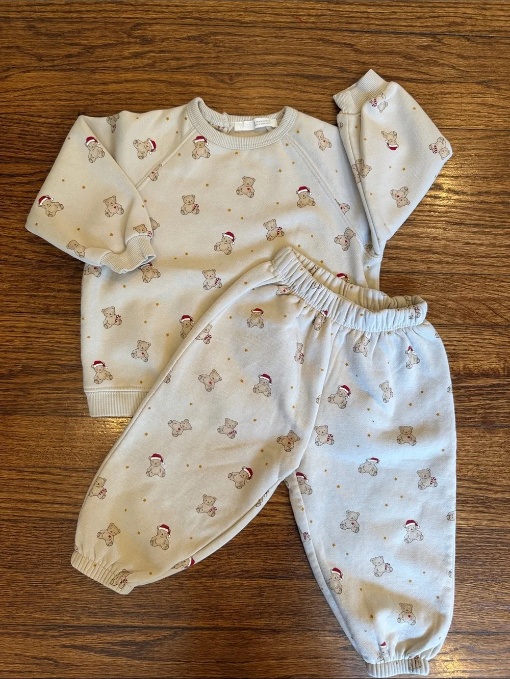 Zara Baby Holiday Santa Bear Sweatsuit Set 12-18 Months